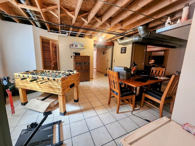 interior space featuring light tile patterned floors