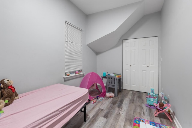 bedroom featuring a closet and wood finished floors