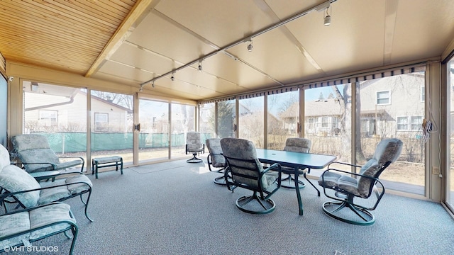 sunroom with rail lighting