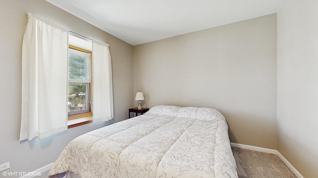 bedroom with baseboards and carpet floors