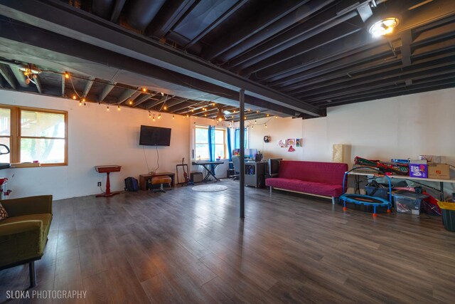 below grade area with wood finished floors