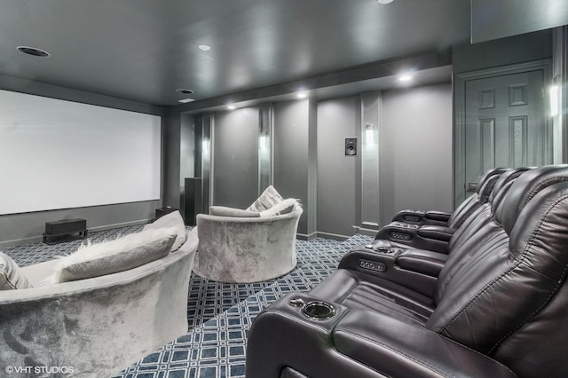 cinema room with recessed lighting