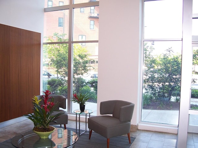 interior space with tile patterned floors