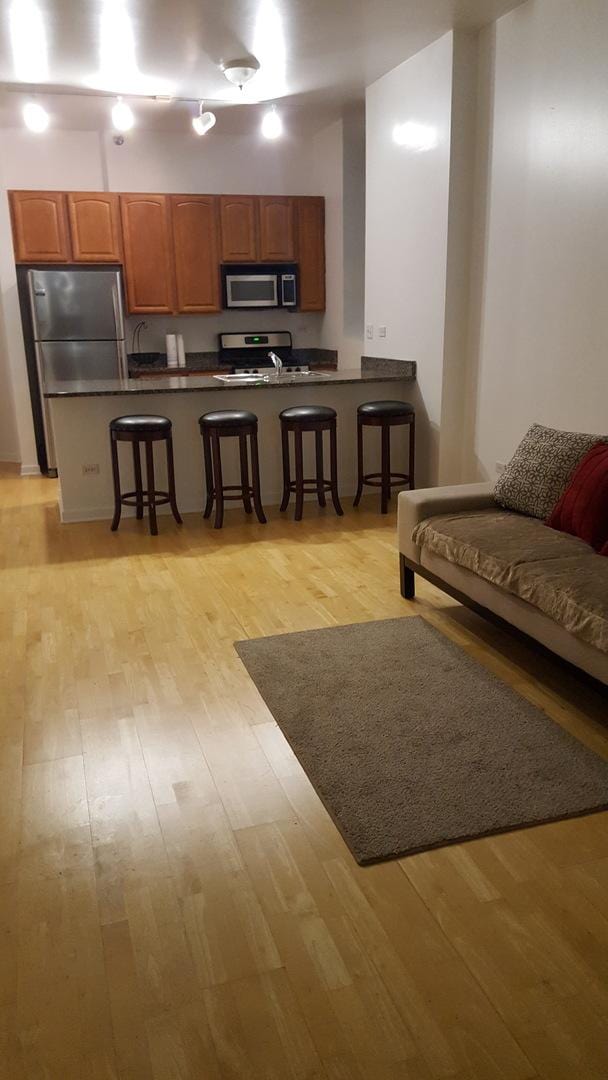 living room featuring light wood-style floors