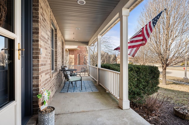 view of patio featuring a porch