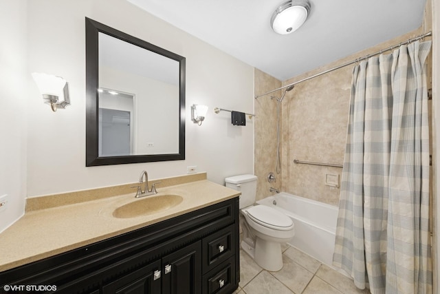 201 E Chestnut St Unit 14E, Chicago, IL 60611 - full bathroom featuring tile patterned floors, vanity, toilet, and shower / bathtub combination with curtain