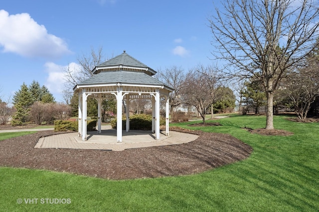 view of yard with a gazebo and a patio