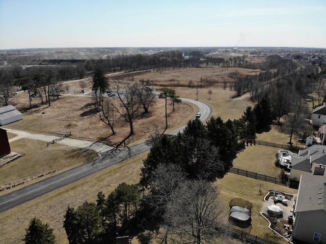 aerial view featuring a rural view