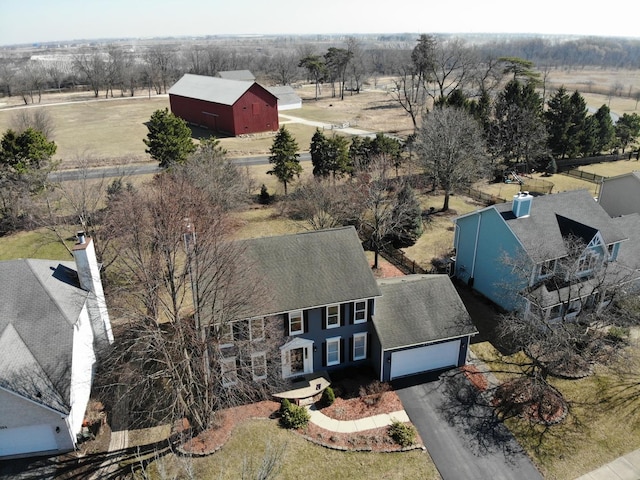 aerial view with a rural view