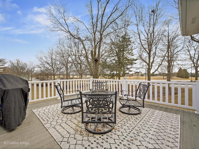 deck featuring grilling area