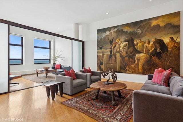 680 N Lake Shore Dr Unit 1602, Chicago, IL 60611 - living room with hardwood / wood-style flooring and recessed lighting