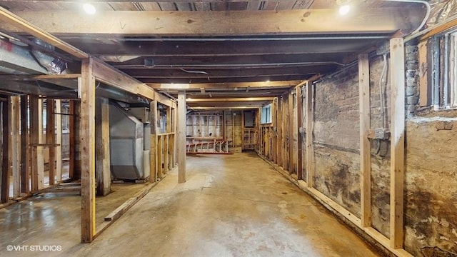 view of unfinished basement