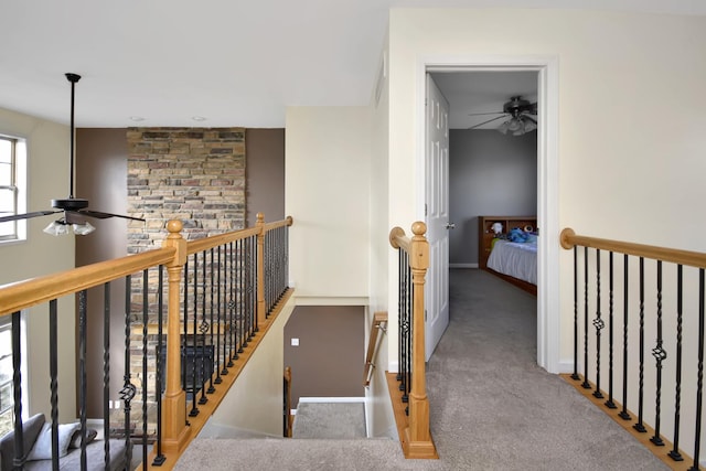 3916 Tallgrass Dr, Champaign, IL 61822 - hallway with baseboards, carpet, and an upstairs landing