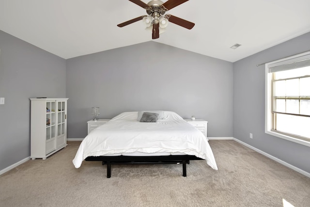3916 Tallgrass Dr, Champaign, IL 61822 - bedroom with light colored carpet, baseboards, vaulted ceiling, and visible vents