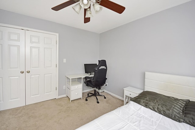3916 Tallgrass Dr, Champaign, IL 61822 - bedroom featuring carpet floors, ceiling fan, baseboards, and a closet