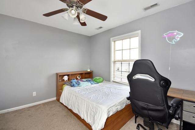 3916 Tallgrass Dr, Champaign, IL 61822 - bedroom featuring baseboards, ceiling fan, carpet, and visible vents