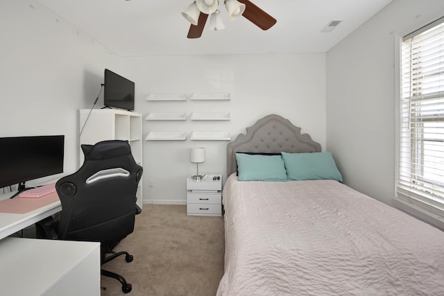 3916 Tallgrass Dr, Champaign, IL 61822 - bedroom featuring carpet flooring, ceiling fan, visible vents, and multiple windows