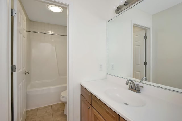 3916 Tallgrass Dr, Champaign, IL 61822 - bathroom with toilet, shower / washtub combination, tile patterned flooring, and vanity