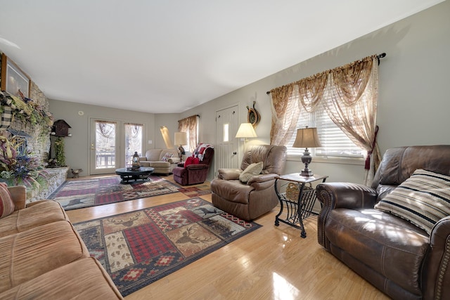 living area featuring wood finished floors