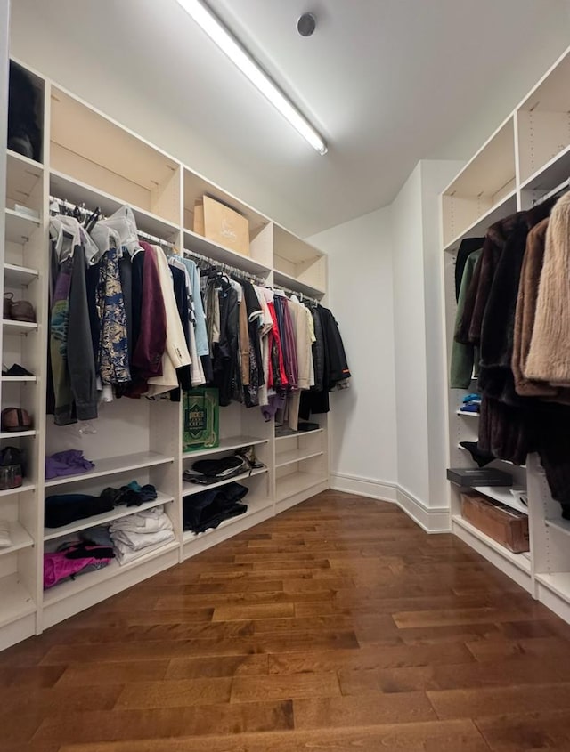 spacious closet with wood finished floors