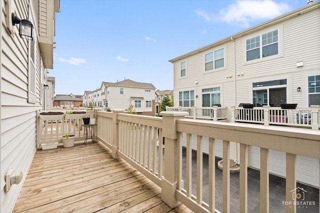 deck with a residential view