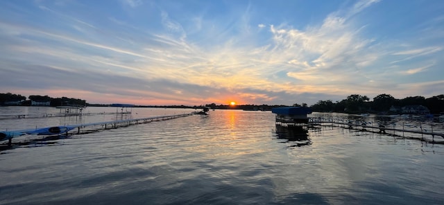 property view of water with a boat dock