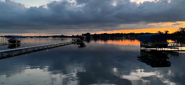 property view of water with a boat dock