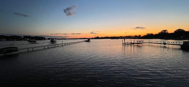 exterior space featuring a dock