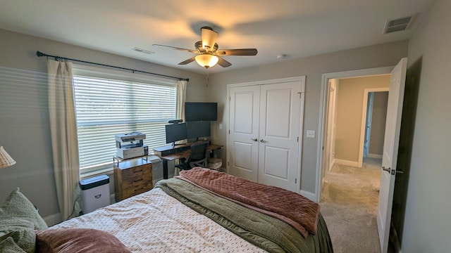 1617 Oliger Dr, Mahomet, IL 61853 - bedroom featuring visible vents, baseboards, carpet, and a closet