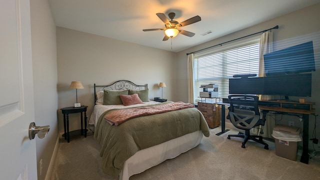 1617 Oliger Dr, Mahomet, IL 61853 - carpeted bedroom featuring visible vents and ceiling fan
