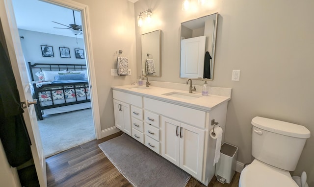 1617 Oliger Dr, Mahomet, IL 61853 - bathroom with toilet, ceiling fan, and a sink