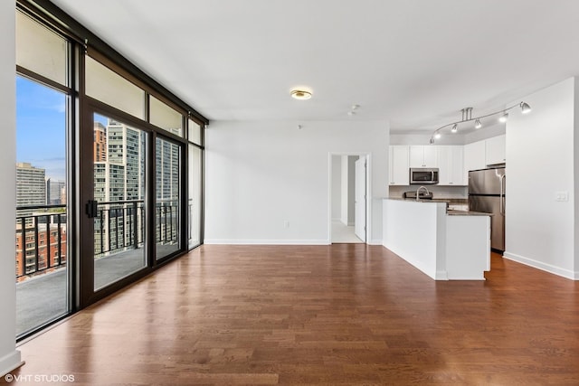 233 E 13th St Unit 2210, Chicago, IL 60605 - unfurnished living room featuring dark wood-style flooring, expansive windows, and a city view