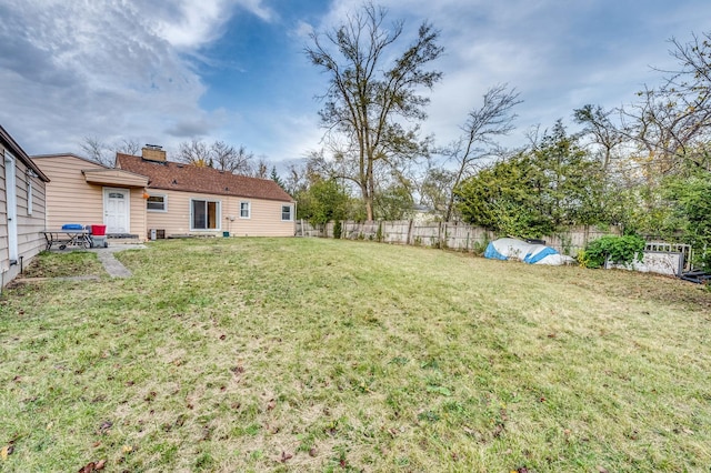 view of yard featuring a fenced backyard