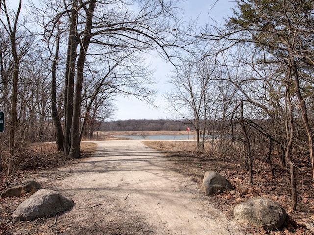 view of road featuring a water view