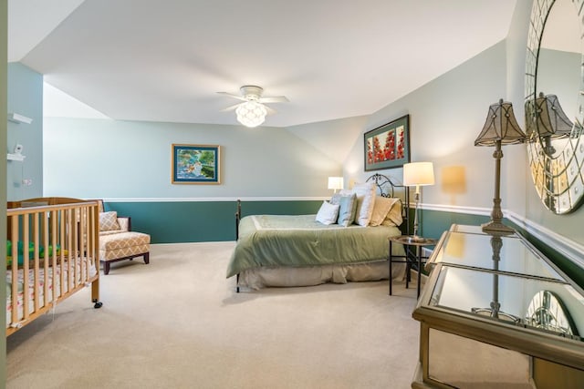 bedroom featuring carpet and ceiling fan