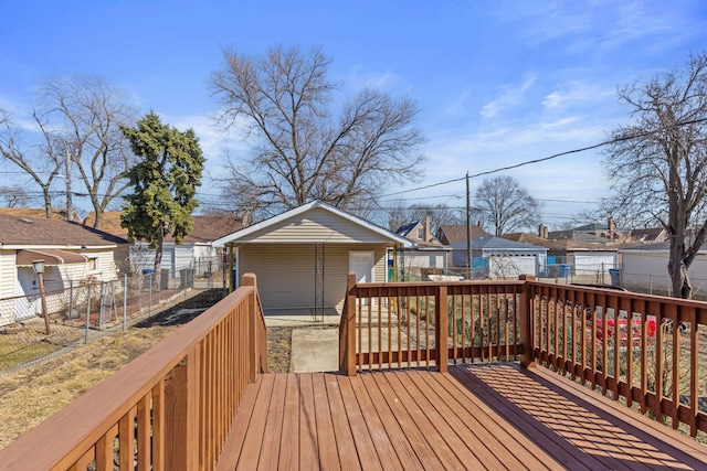 wooden terrace featuring fence and a residential view