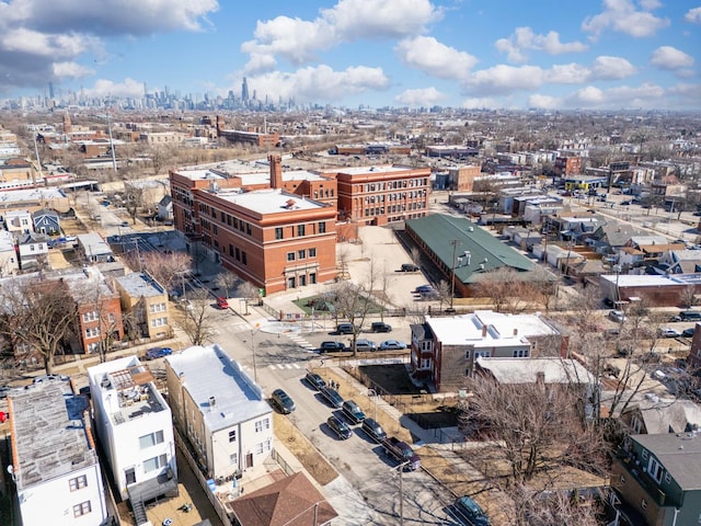 drone / aerial view with a view of city