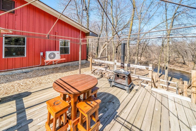 wooden terrace with ac unit