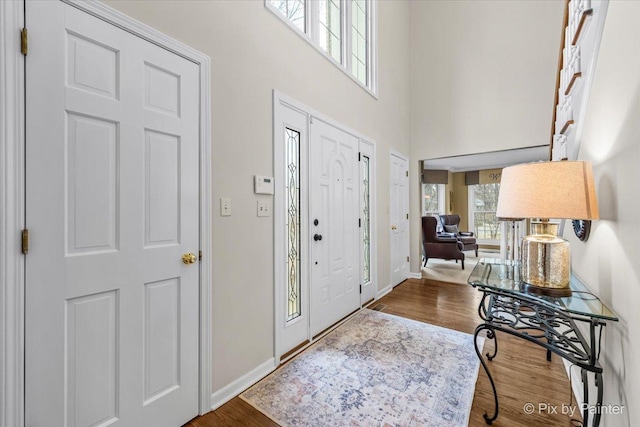 1023 Trillium Trl, West Chicago, IL 60185 - foyer featuring baseboards, wood finished floors, and a high ceiling