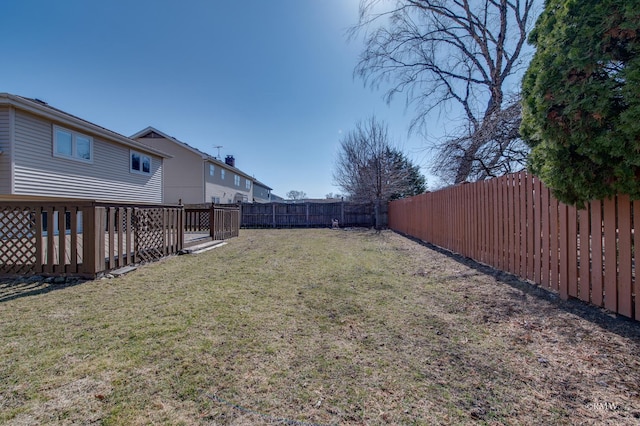 view of yard featuring a fenced backyard