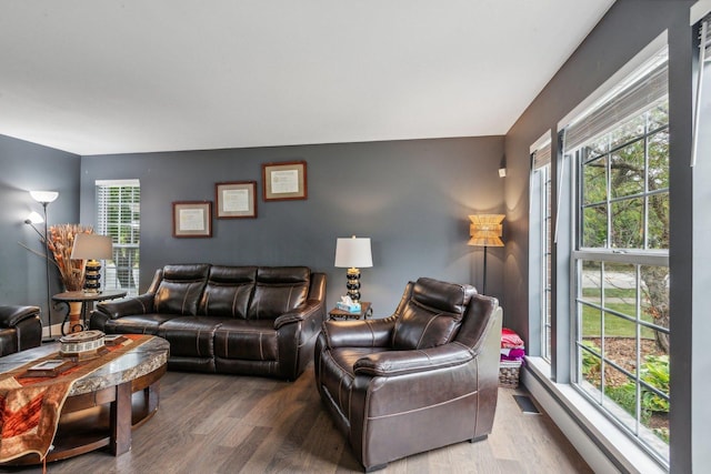 living area featuring wood finished floors