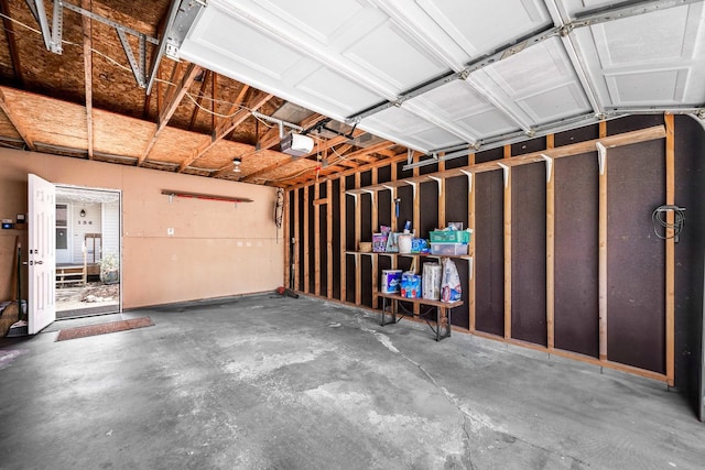 garage with a garage door opener