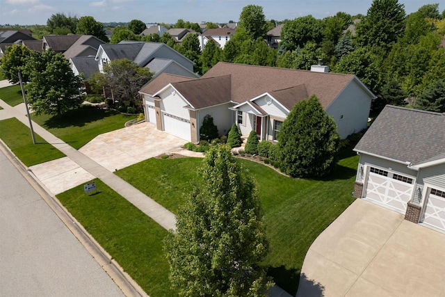 aerial view with a residential view