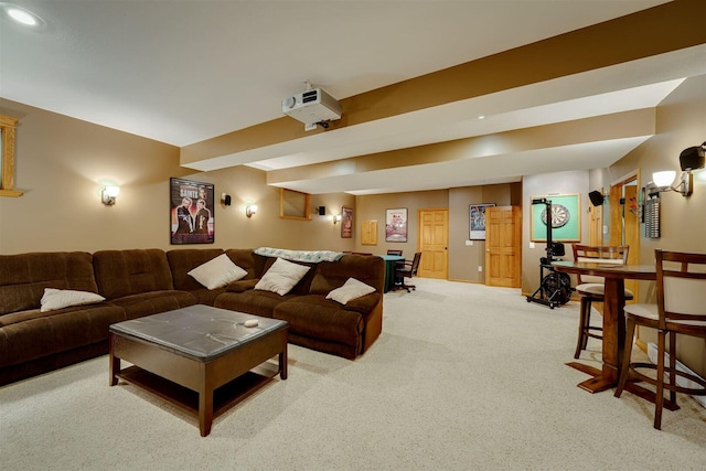 living area with carpet floors