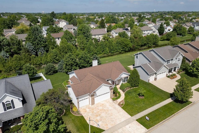 aerial view with a residential view