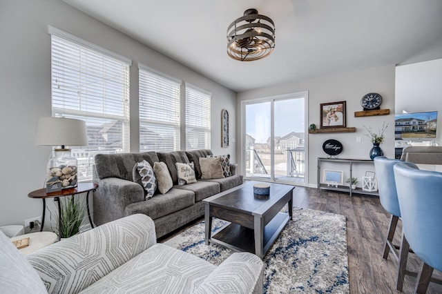 living room with wood finished floors