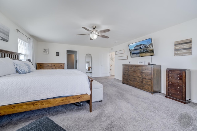 bedroom featuring a ceiling fan and carpet floors