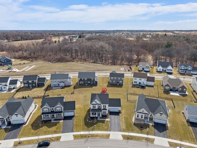 aerial view with a residential view