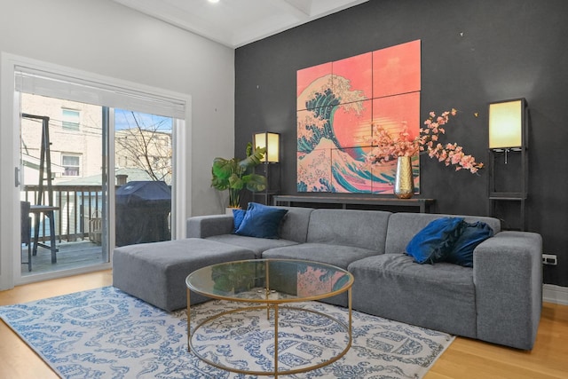 living room with wood finished floors