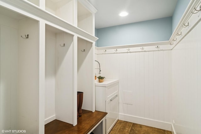 mudroom with recessed lighting